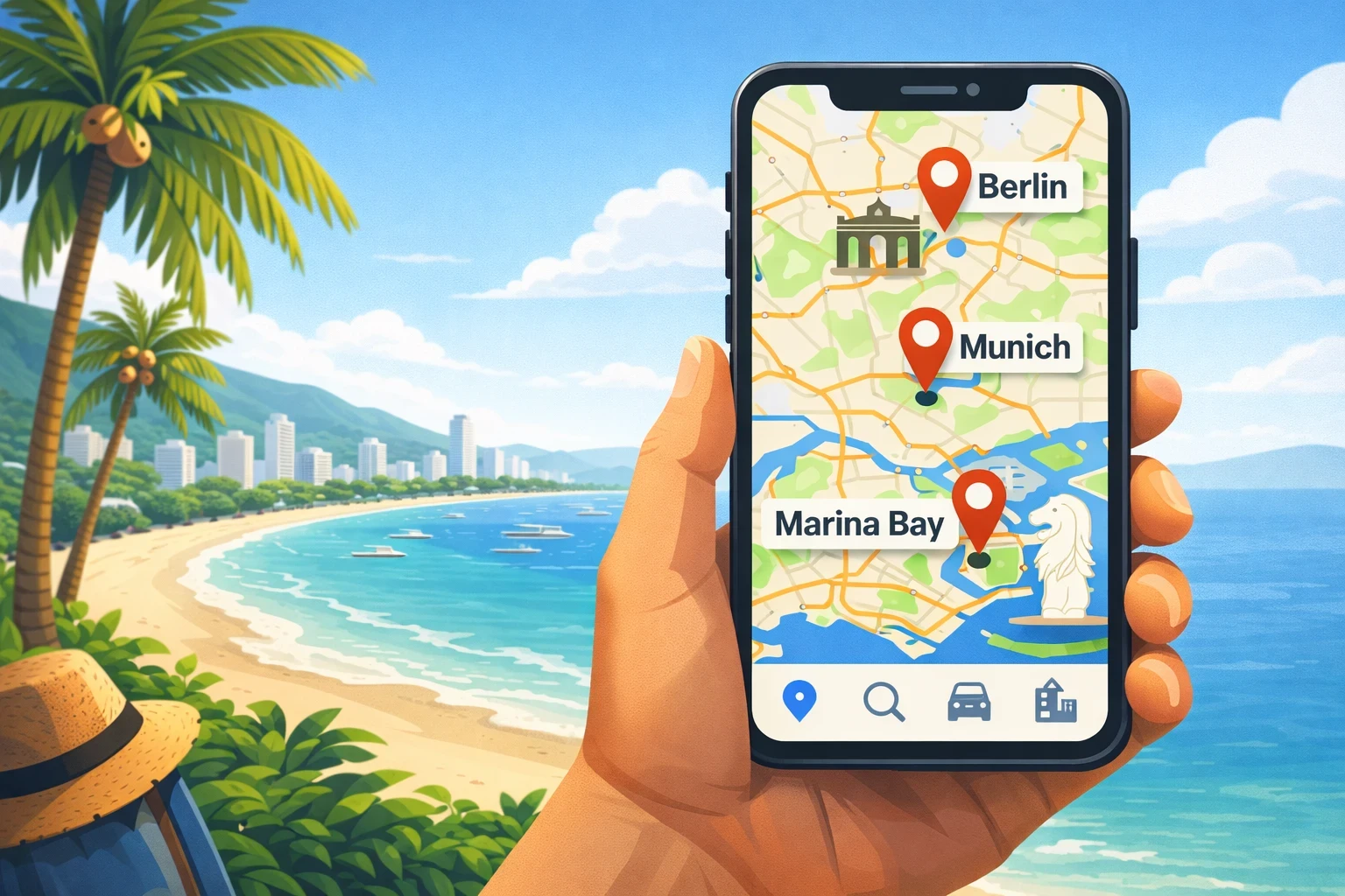Phone in one country but internet routing through another country