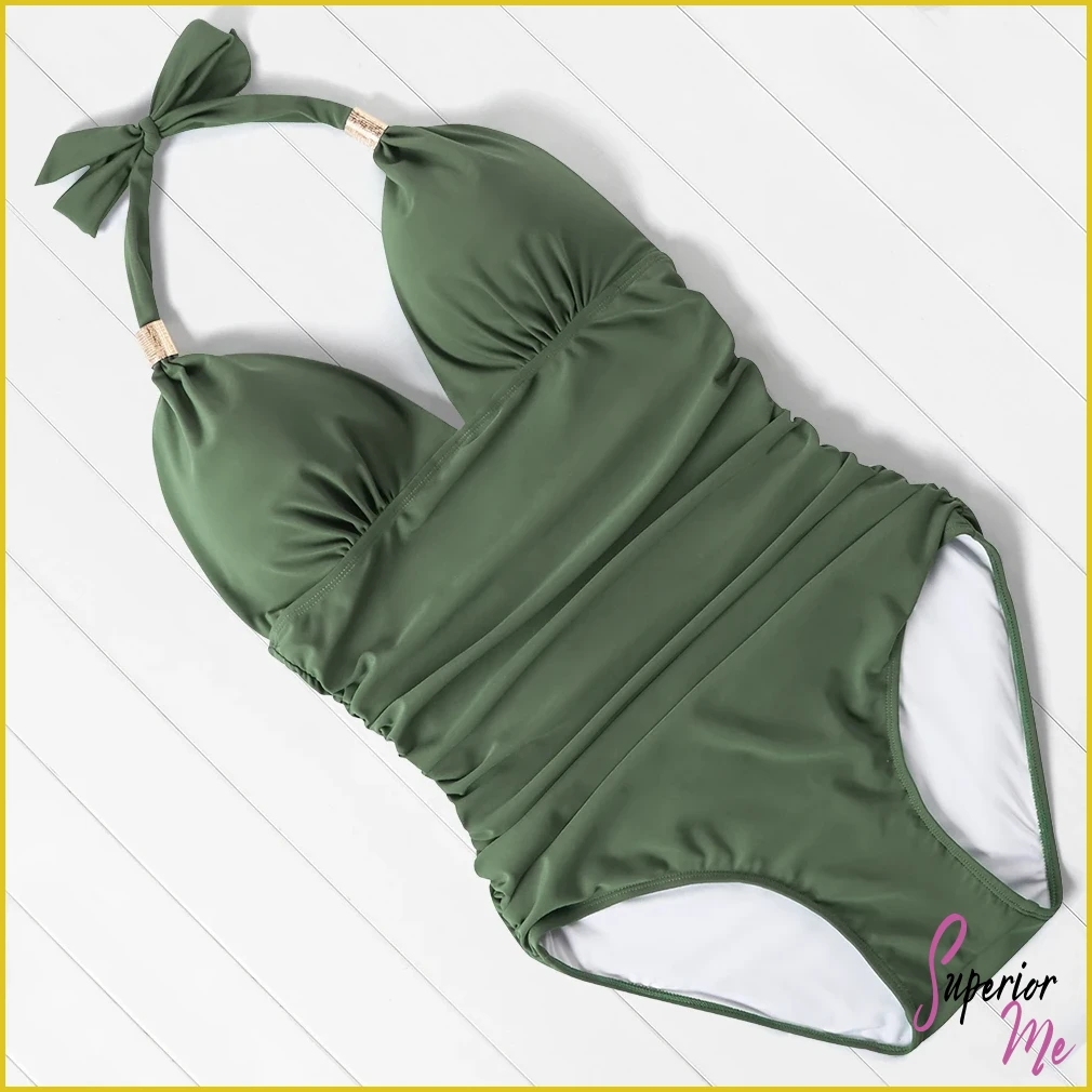 Slimming One-Piece Swimsuit with Wrap Tie & Tummy Control Fit