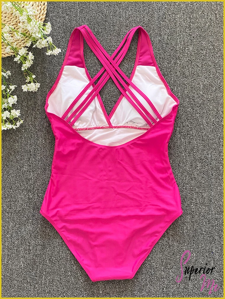Sexy Cross-Back One Piece Swimsuit for Women – Push Up Monokini Bathing Suit