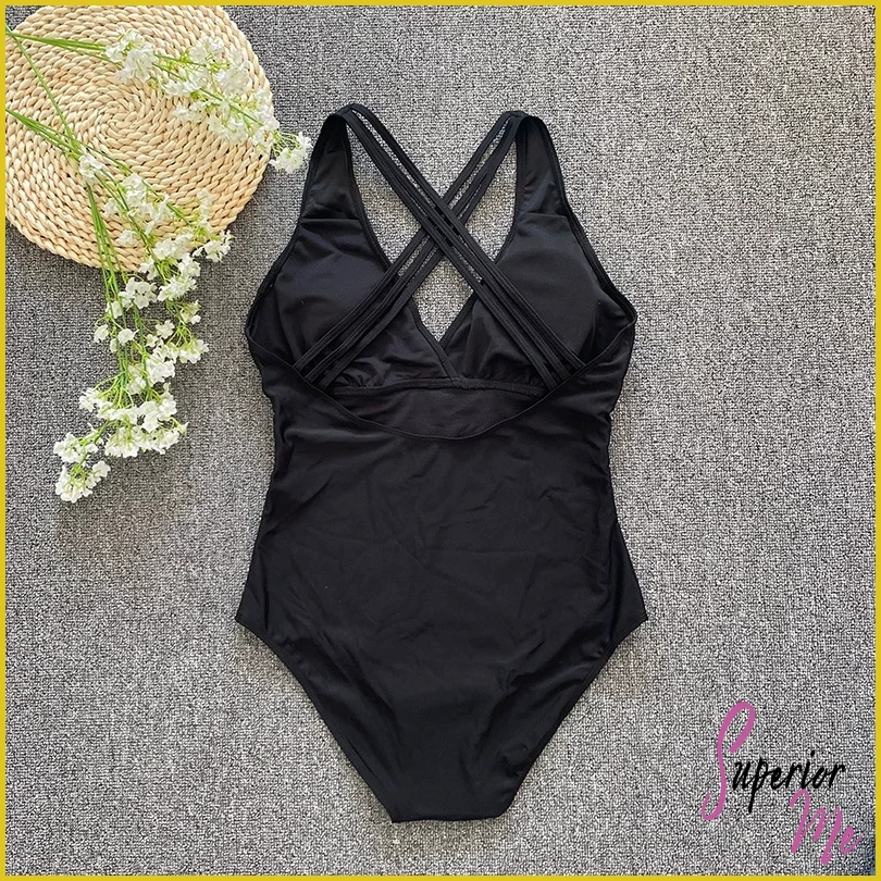 Sexy Cross-Back One Piece Swimsuit for Women – Push Up Monokini Bathing Suit