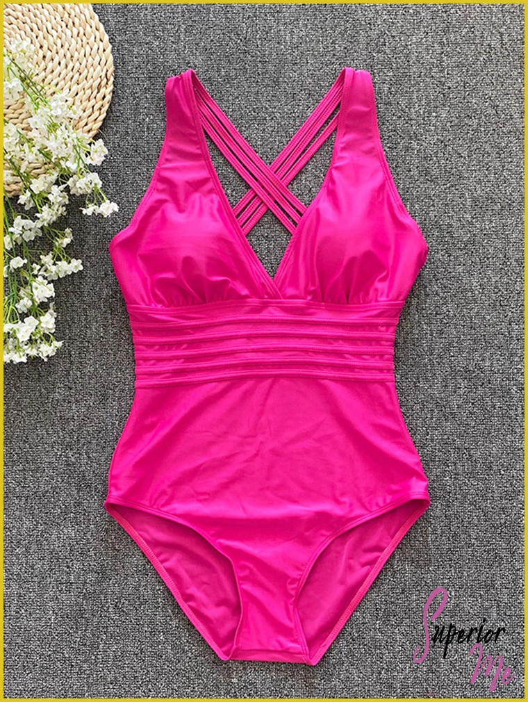 Sexy Cross-Back One Piece Swimsuit for Women – Push Up Monokini Bathing Suit